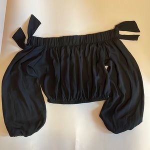 Black Off Shoulder Crop Top